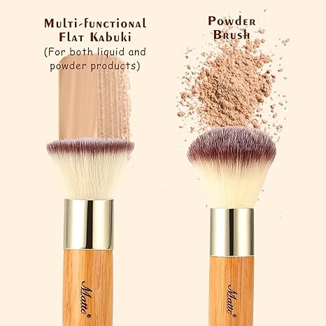 2 Pieces Face Blush Kabuki Powder Foundation Makeup Brushes Set