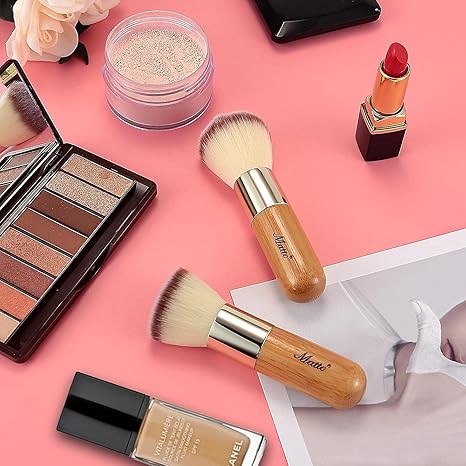 2 Pieces Face Blush Kabuki Powder Foundation Makeup Brushes Set